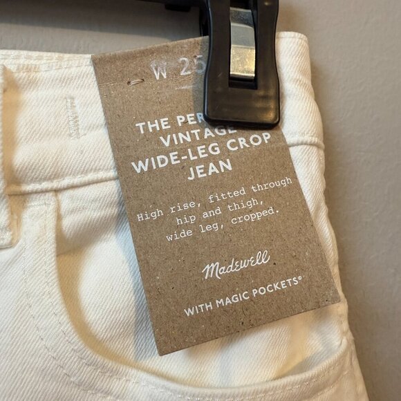 Madewell The Perfect Vintage Wide Leg Crop Jean Women's 25 White Denim Chic NWT - Picture 9 of 14